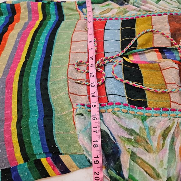 Bl^nk Elouera Peasant Blouse X-Small Oversuzed Stripe Embroidered Boho - Picture 12 of 12